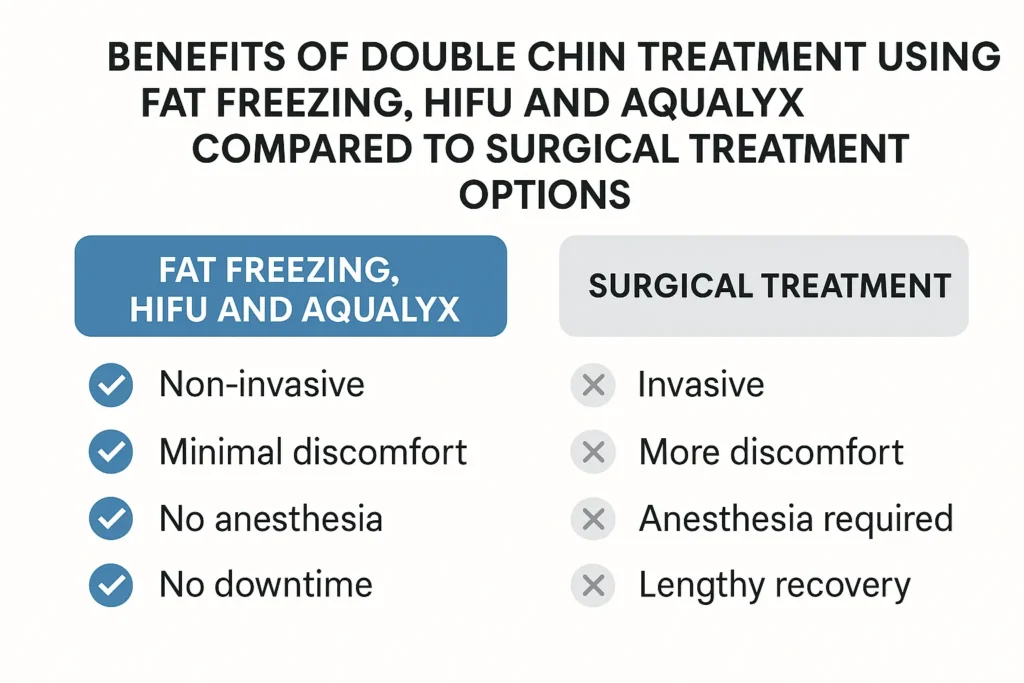 Graphic about the benefits of double chin treatment Bridgnorth - from LA LIPO