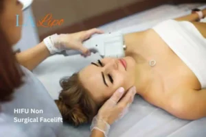 Woman having Hi-Fu to reduce wrinkles Bridgnorth.