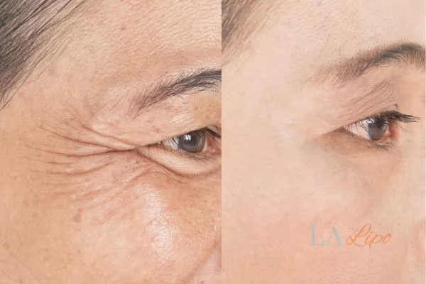 Before and after results of woman - HI-fu wrinkles reduction treatment Bridgnorth